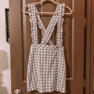 Plaid Mini Skirt w/ Suspenders